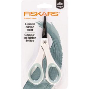 154113 1009 Non stick Titanium SoftGrip Fashion Detail Scissors 5in White Ice Blue PKG HR
