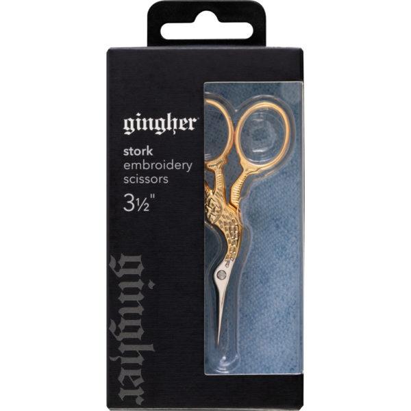 220490 1101 Gold Stork Embroidery Scissors 3 1 2in PKG1 HR