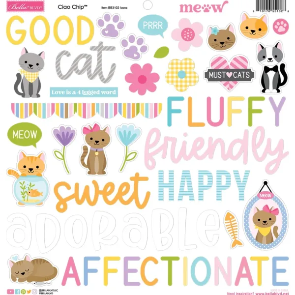 Chipboard Stickers Colección Meow