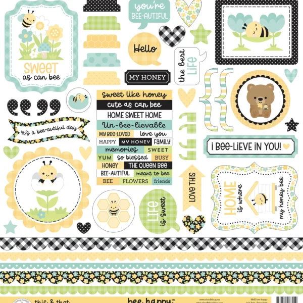 Doodlebug Bee Happy – Stickers “This and That”12" × 12"