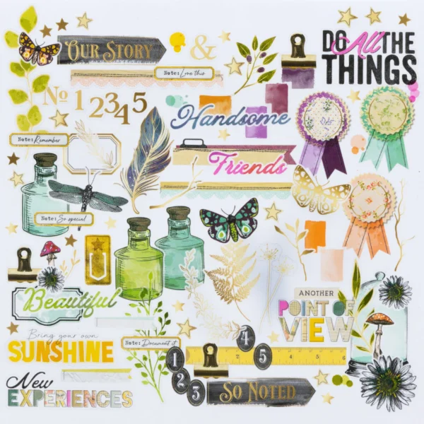 Surtido de Die Cuts con Foil — 49 & Market (Colección Vicki Boutin) — 107 piezas