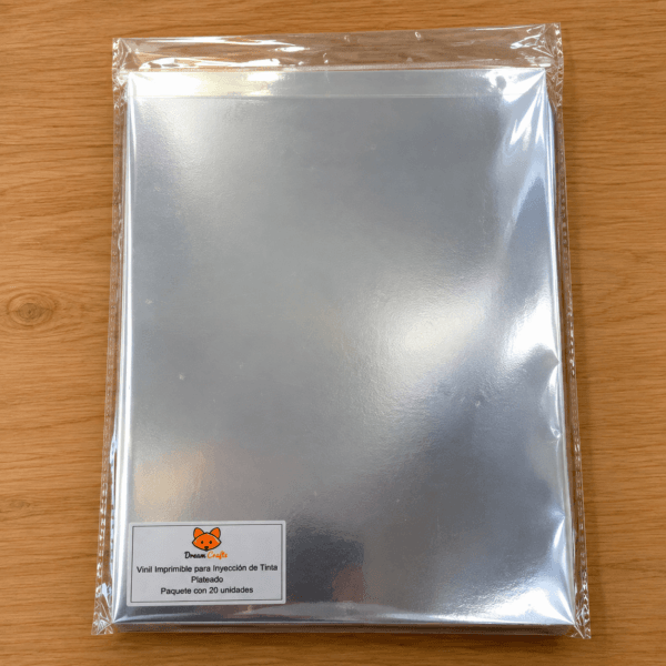 Vinil Adhesivo Plateado para Inyección de Tinta