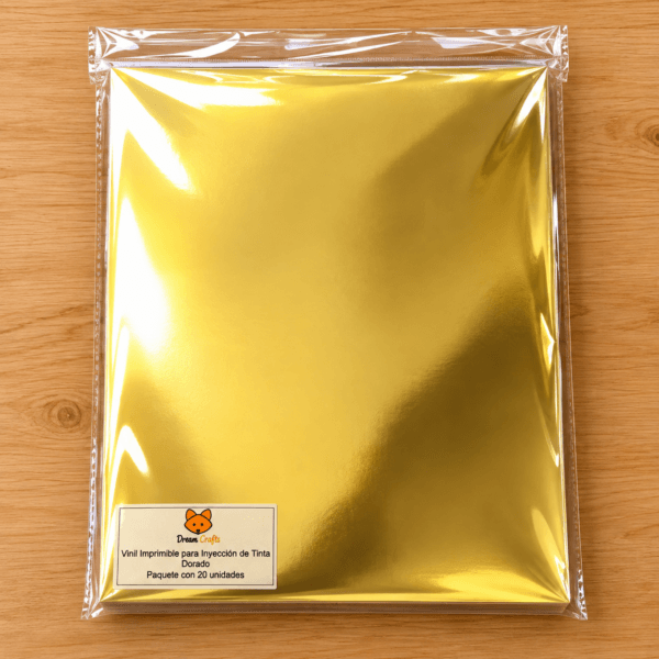 Vinil Adhesivo Dorado para Inyección de Tinta